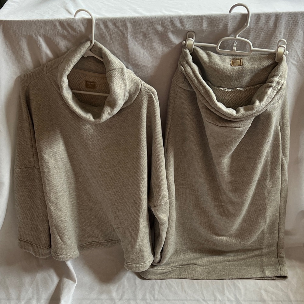 Free people free-est two pieceCozy Tan Women's Sweatshirt dress and skirt